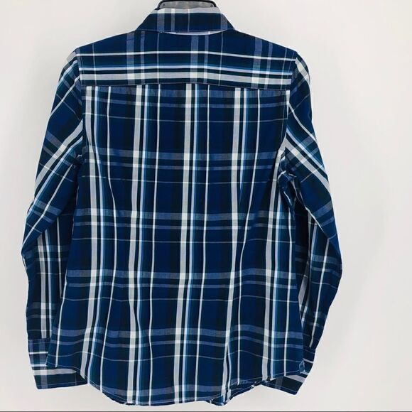 Tommy Hilfiger Sz M Blue Black Plaid Western Classic Button Down Collar Shirt - Picture 4 of 7